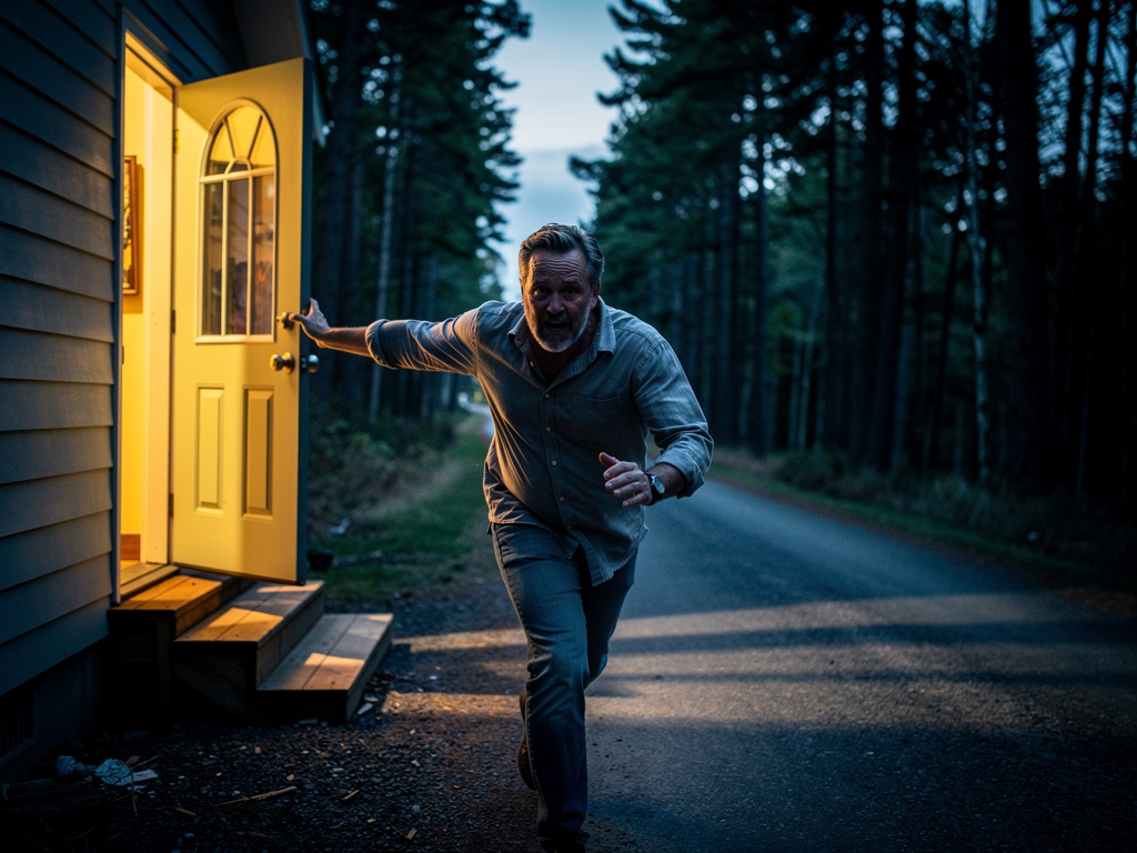 Eva, babası Kevin'i arar ve kendisini orman yolunda birisinin takip ettiğini söyler. Kevin telaşla evden çıkar.