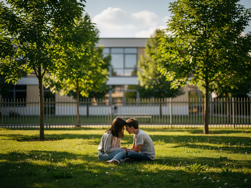 Hayal et: Bir gün okulun arka bahçesinde bir kız bir erkek oturuyor.