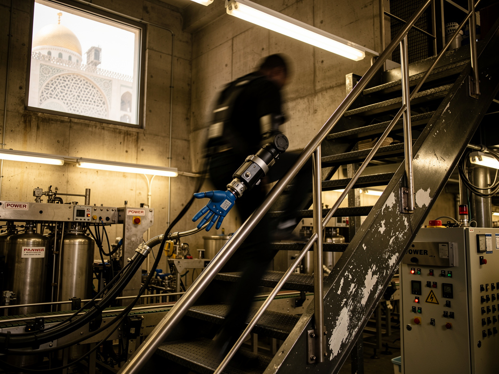 Bir gün oraya gidiyorsun ve grap-pak alıyorsun robot kollar ama sadece mavi el vardır merdivenlerden çıkarken.