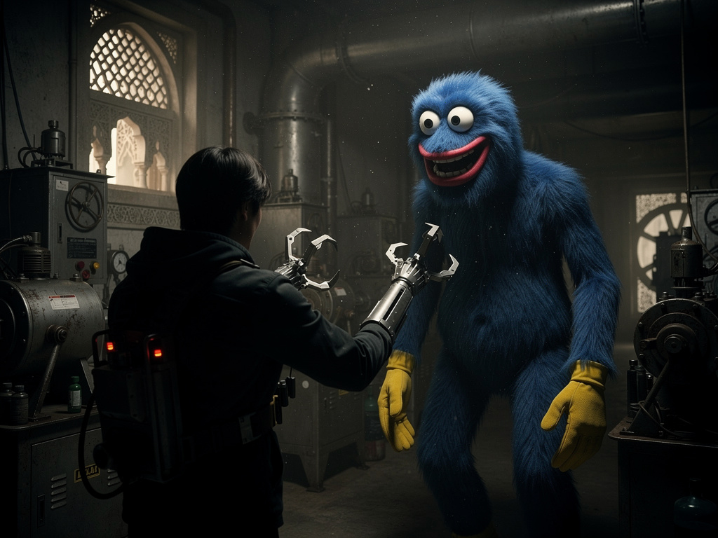 Tam o sırada hagiy wagiy karşımıza çıkıyor kırmızı bir gülümseme sarı eldivenleri mavi tüylü bir vücutla sana bakıyor