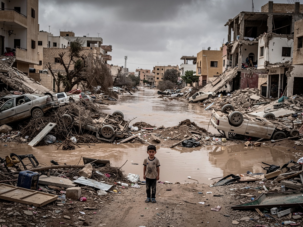 تخيل لو: كان هناك شاب اسمه محمد طالب ابتدائي يعيش في مدينة درنة الزاهرة وفي يوم من الأيام انهار السد في مدينته الحبيبة أغرق و