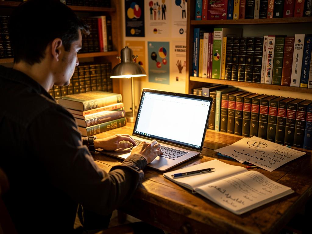 تخيل لو: تريد إنشاء كتاب في اللغة الإنجليزية يحتوي على مفردات متقدمة وترجمة من الإنجليزية إلى العربية والأمثال والتعابير، الك