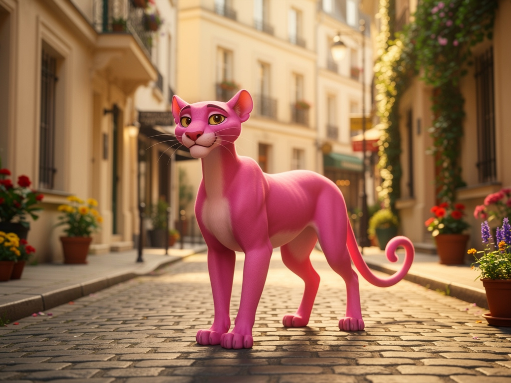 Hayal et: Pembe panter.