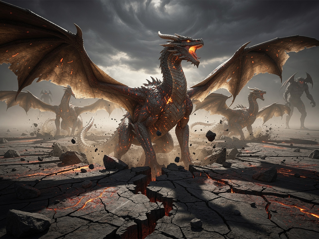 تخيل لو: ماذا لو خرجت تنانين من تحت الأرض بحثا عن أشخاص ليندمجوا معها لمقاتلة نوع من الوحوش المظلمة.