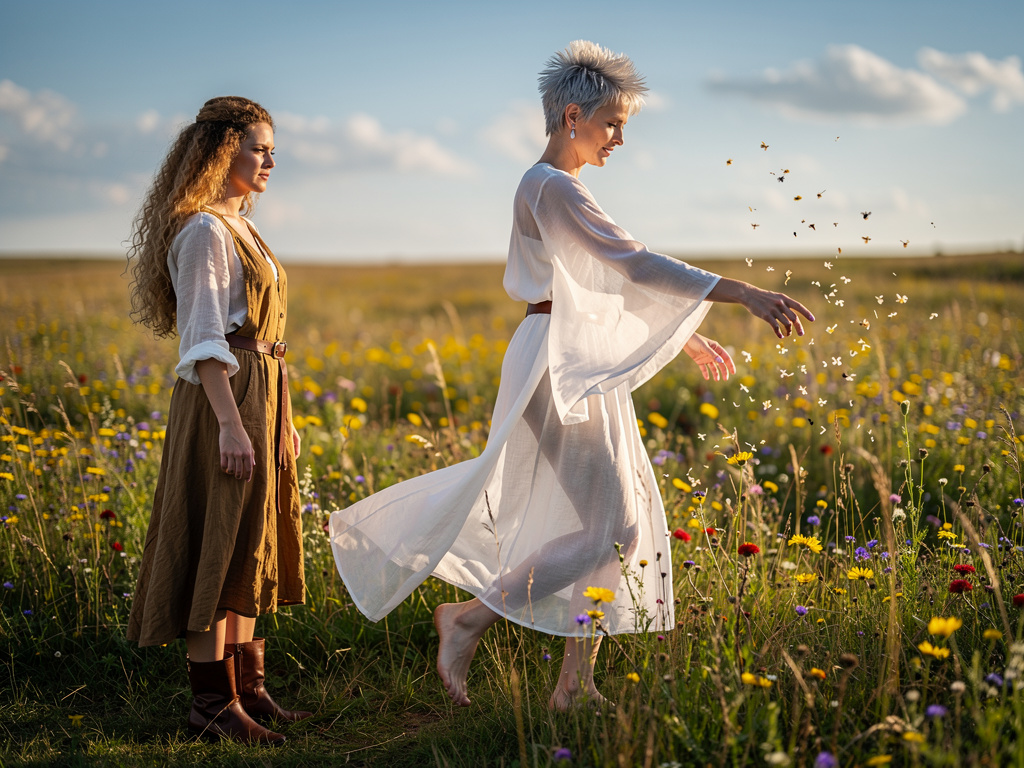 Nimbus Drift dances above a meadow, their movements fluid and graceful, mimicking the flow of the tall grasses below. With ea