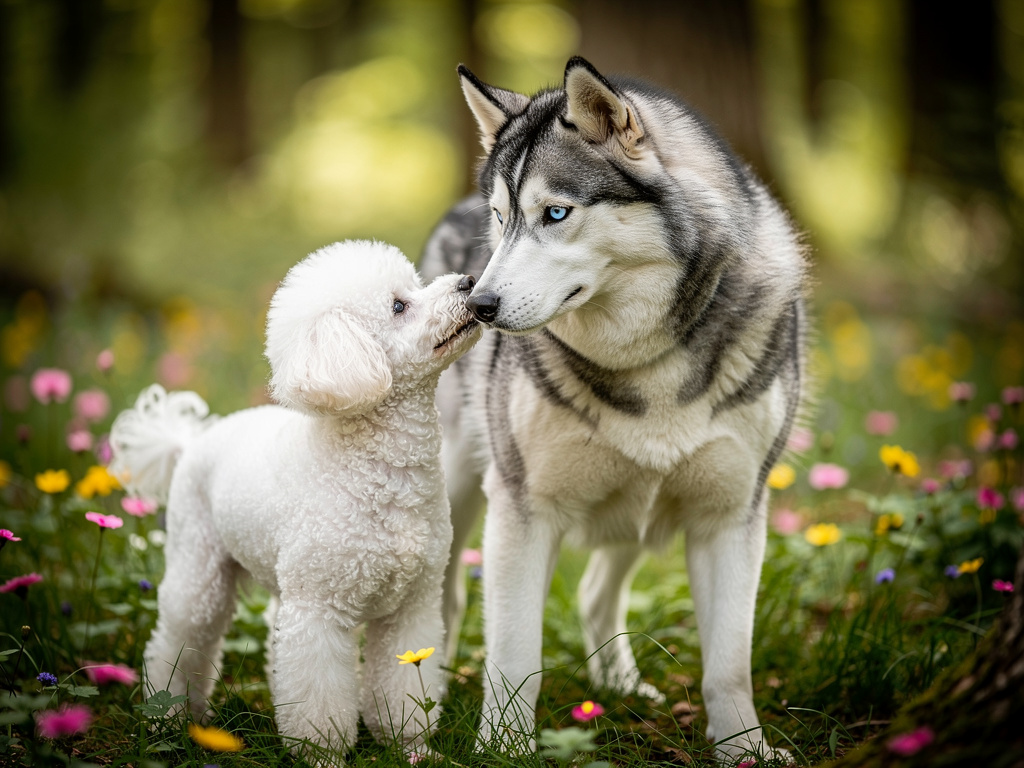 They will live in an omegaverse universe, and the husky will be the alpha, while the poodle will be the beta - they will be h