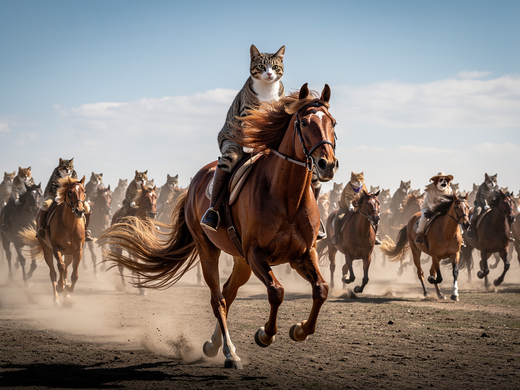 Kedilerin kılıcı olacak ve ata binmiş köpek ordusuyla savaşacaklar.