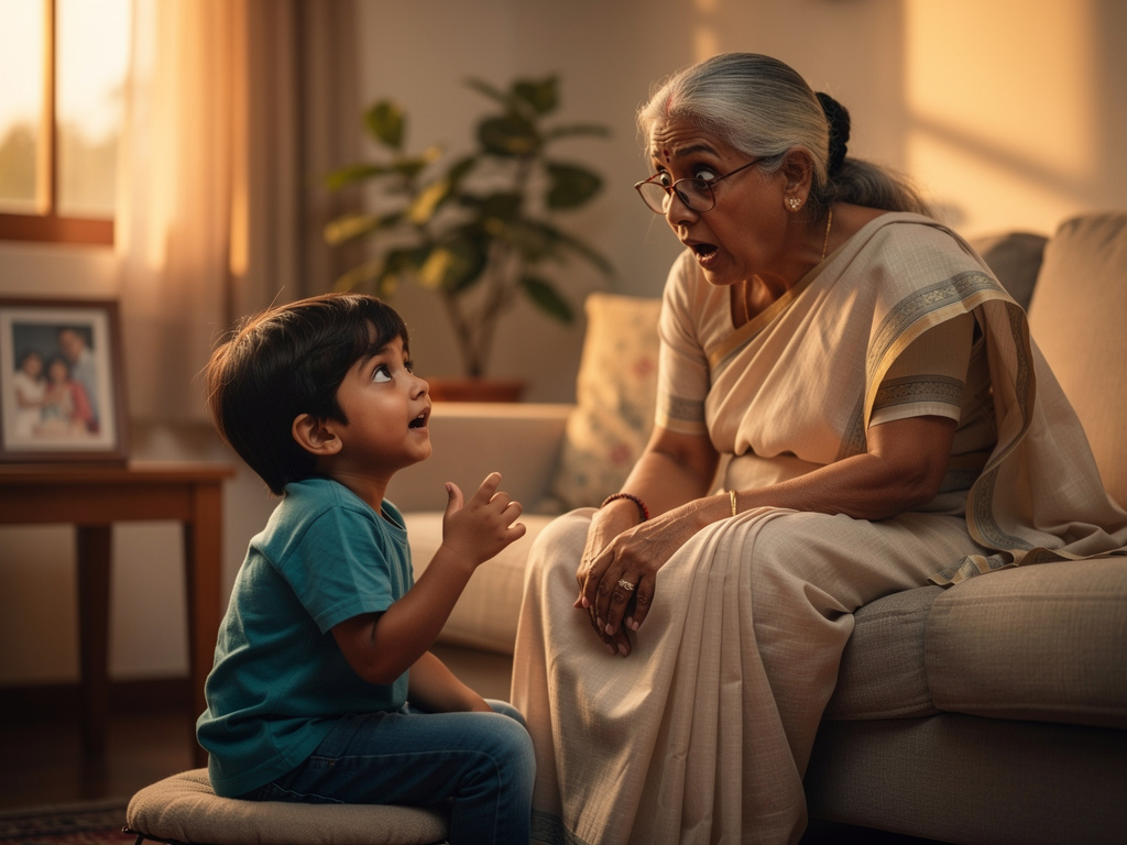 Scene: 😄 5 साल का बच्चा और दादी – मजेदार जोक 😄
एक 5 साल का बच्चा अपनी दादी से पूछता है—
बच्चा: दादी, मुझे रात में सपने में आप