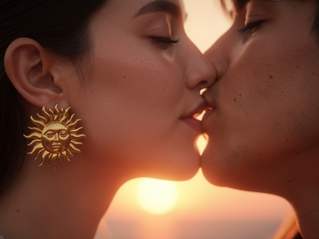 Hayal et: Öpüşme güneş küpe