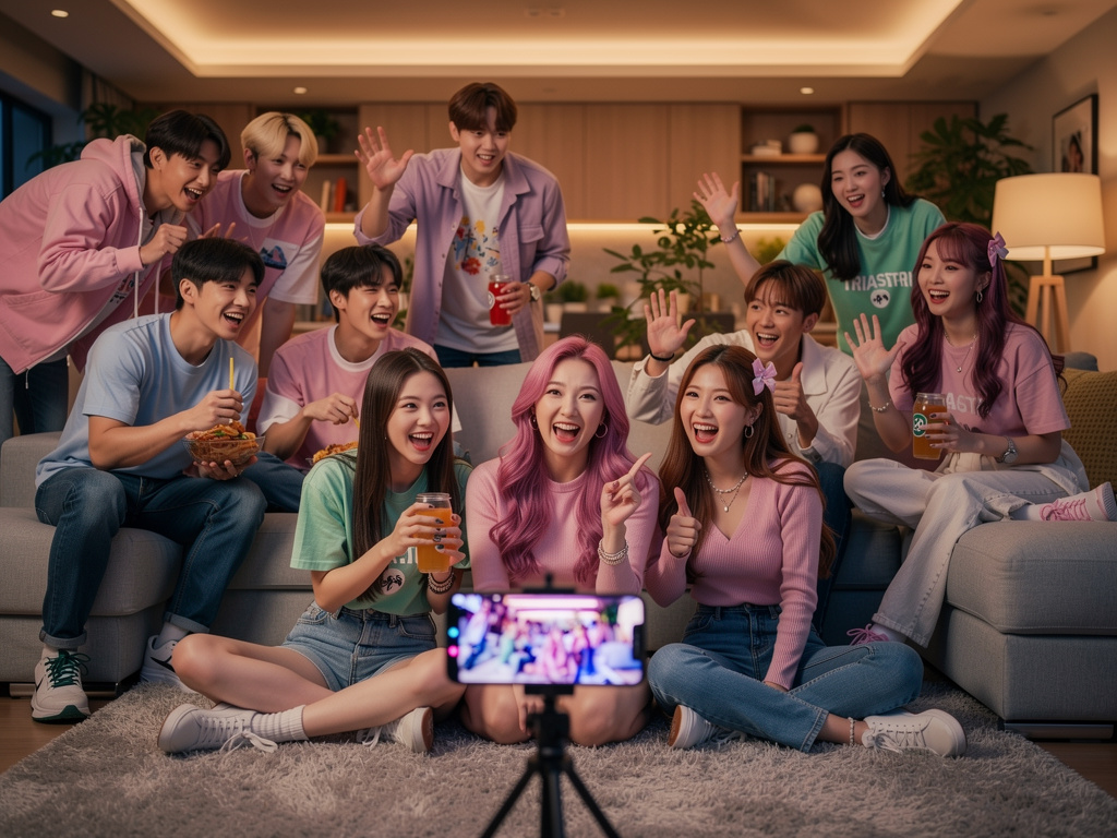 Imagine if: A girl group called TriAstra, with three members, Collab with BTS members in one house, the went live on TikTok a