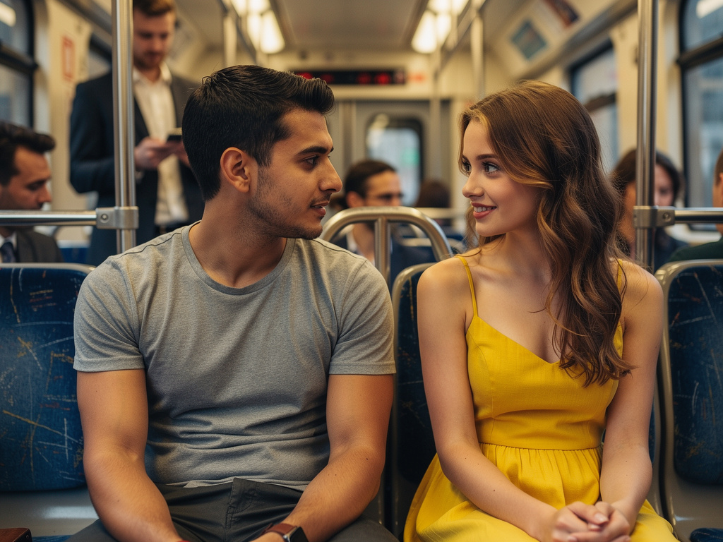 Imagina si: Estás en el tren de tu ciudad y observas que va una chica linda sentada, se miran de repente varias veces, ¿qué h