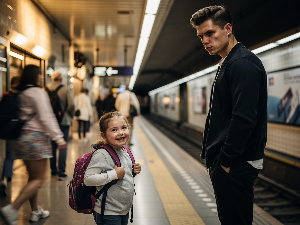 Imagine if: A playful smiling little chubby girl who hides pain behind her smile and a frowny young handsome man met at metro
