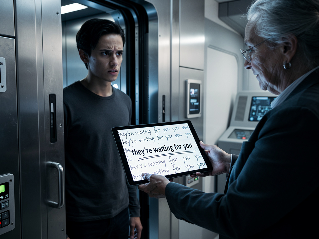تخيل لو: عند خروجي من غرفة الإزاحة الزمنية، سلمني مؤرخ الزمن جهازًا لوحيًا يحتوي على رسالة من نفسي المستقبلية، تحذرني من العو