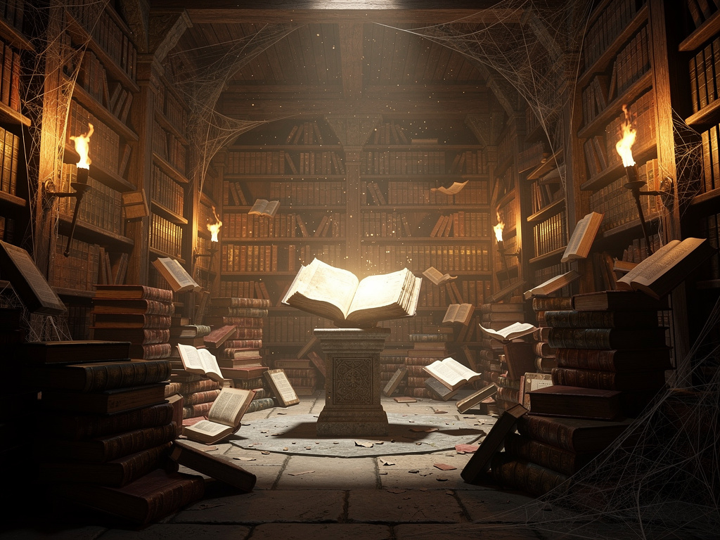 Imagine if: You've stumbled upon an ancient, forgotten library where the books are alive and whispering to each other, their 