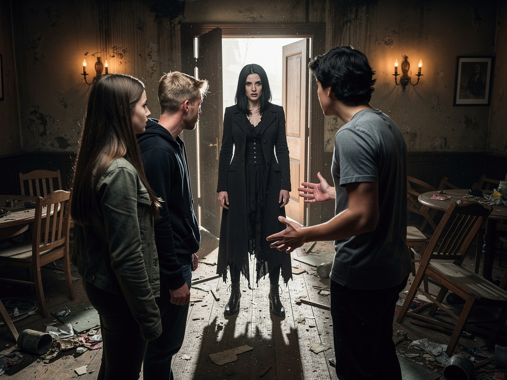 La mujer primero regaña al hombre a fondo, luego te mira de arriba a abajo.