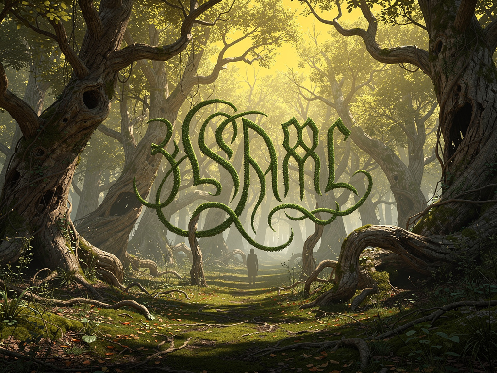 Imagine if: As I stand at the edge of the mystical forest, the trees seem to be shifting and rearranging themselves to spell 