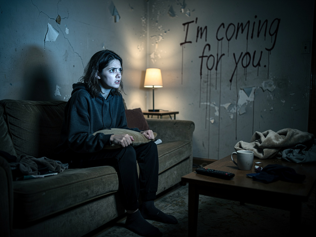 Imagina si: Un día yo estaba sola en mi casa viendo televisión y en mi habitación se escuchaban sonidos extraños y yo revisé 