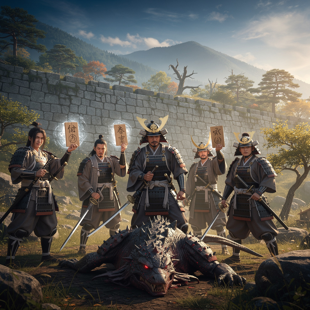 Imagine if: Centuries ago in Japan nylock monsters invaded our wall but samurai warriors defeated them with power symbols pas