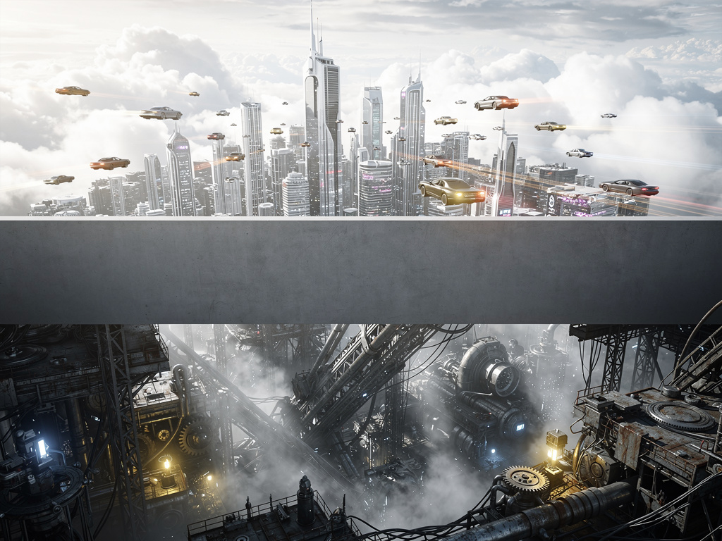 Imagine si: L'HÉRITIER DES CIEUX BRISÉS
LE DÉCOR
Le monde est divisé en deux : Horizon, une cité suspendue dans les nuages