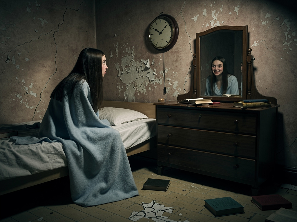 في الليالي التالية، بدأت ليلى تلاحظ أن الأشياء في غرفتها لم تعد كما هي. الكتب تتغير أماكنها، والساعة أحيانًا تتوقف عند نفس ال