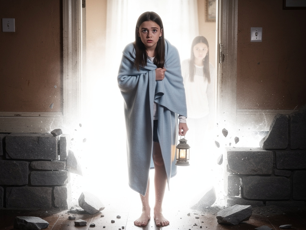 تهرب.
وقفت بثبات وقالت: “لن آخذ مكانك، ولن تأخذي مكاني.”
في تلك اللحظة بدأ المكان كله ينهار، وكأن القرار الذي أخذته غيّر كل ش