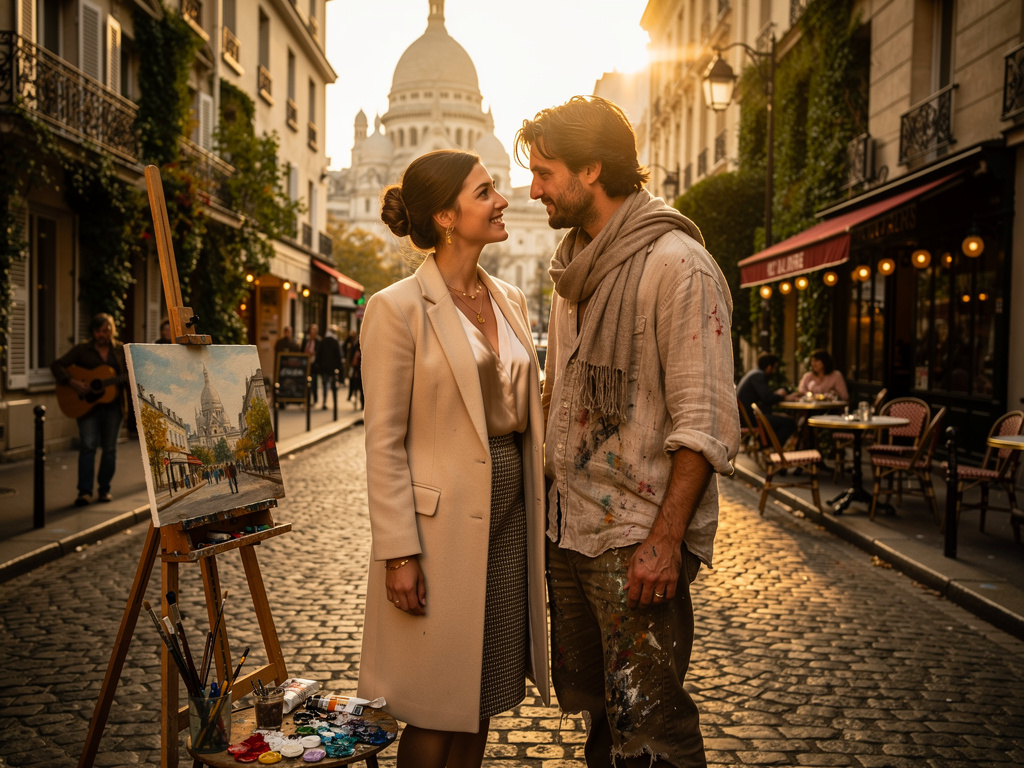 Imagine si: À Paris, une jeune fille riche nommée Élise rencontre Lucas, un artiste peintre pauvre, près de Montmartre.
Ils p