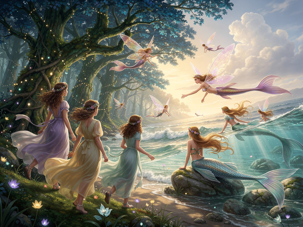 Imagine if: I want to create a story about Fairies and mermaids.