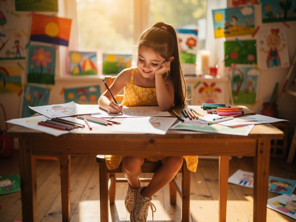 تخيل لو: هنالك فتاة اسمها إشراق لديها أصدقاء كثيرون تحب الضحك والمرح وهي كانت تحب الرسم وتهواه كانت ترسم رسمًا رائعًا والكل ي