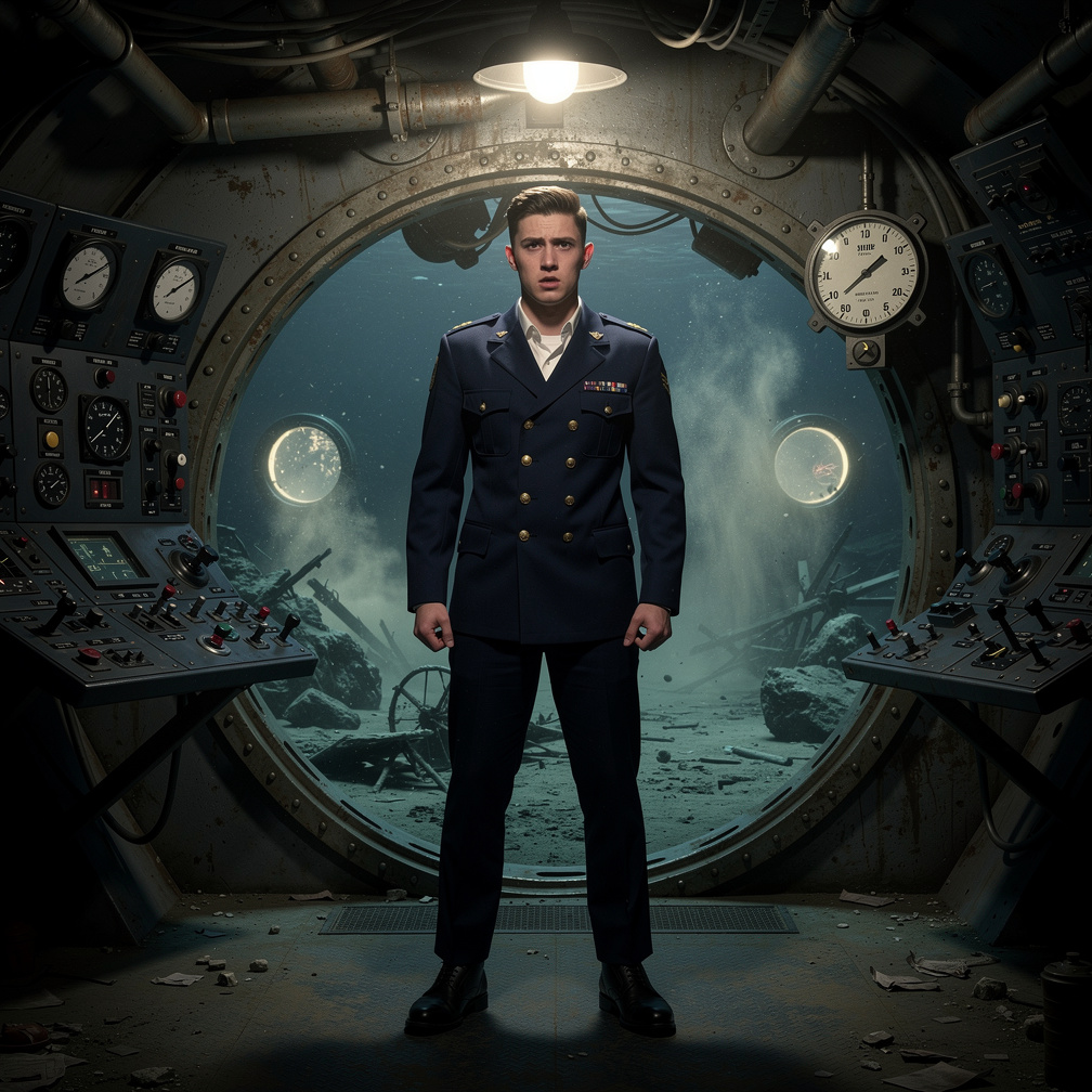 The submarine settled on the ocean floor. You can feel the pressure now. The fact that the only thing separating you from dea