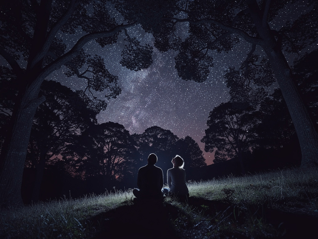 تخيل لو: تخيل أنك جالس في الليل وحدك ونظر إلى السماء المضيئة بلنجوم وتحس بجود شخص بجانبك حيوان لطيف.