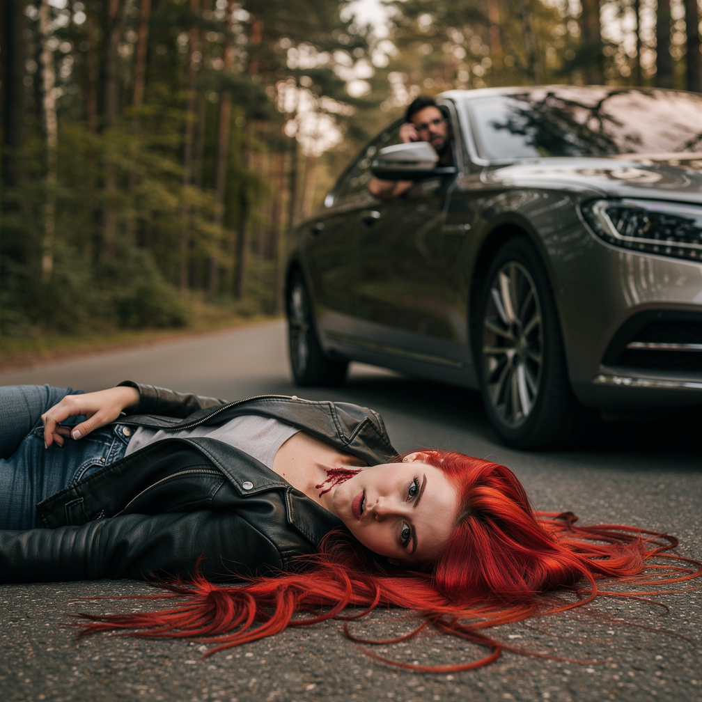 تخيل لو: فتاة ذات شعر أحمر ناري تهرب مذعورة داخل الغابة وهي منهكة وبعنقها جرح خطير تواصل الجري حتى تصل إلى شارع، ثم تنهار فجأ