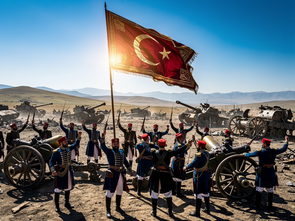 Hayal et: Birinci dünya savaşında Osmanlı İmparatorluğu cephelerindeki tüm savaşları kazanıyor.