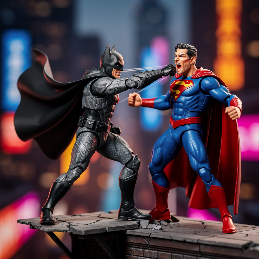 تخيل لو: انا عايز مجسمات كرتونيه فيها باتمان بيقابل سوبر مان بلكمة والمواجهة تلتحب أكثر.