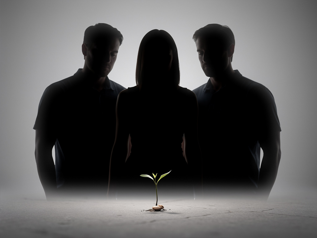 Dos chicos y una chica. 
Imagen donde ella esté en el centro y cada uno de ellos al lado de ella y al medio esta una pequeña 