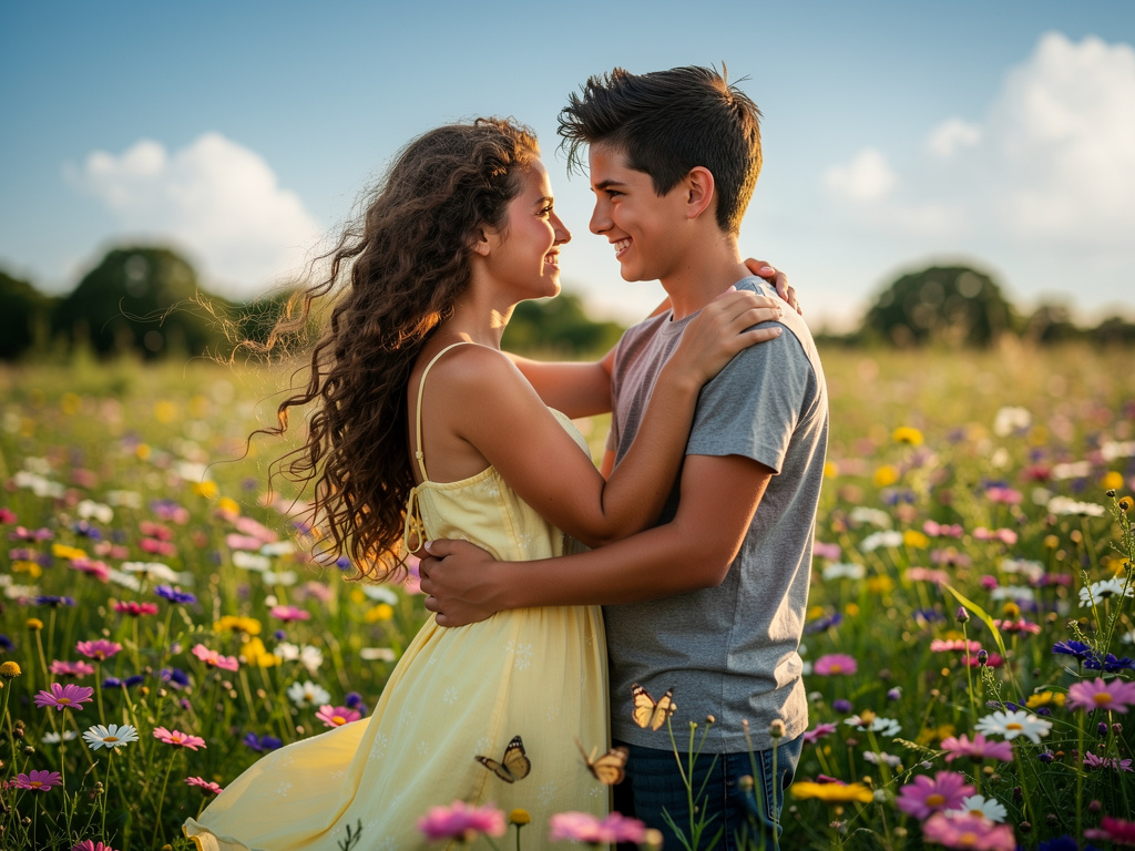 فتاة جميلة تحب ولد وتقبله