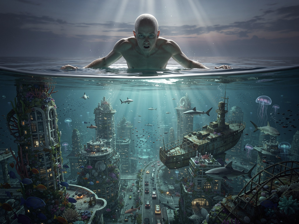 When you dive at the floor you find another world and you seem invisible no one notices you, like a city everything is moving