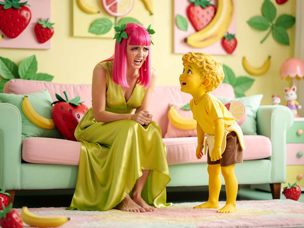 But then strawberry finds out she is pregnant and the child belongs to banana she couldn't control but cry her lungs out. She