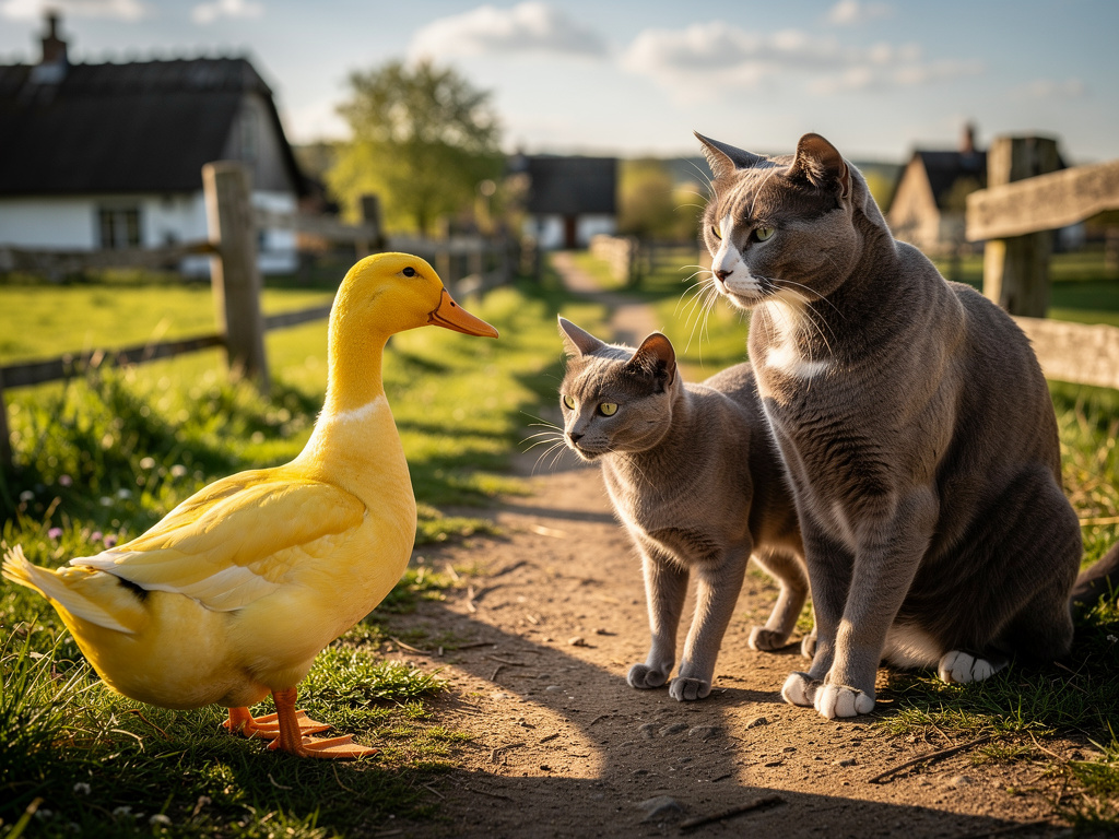 تخيل لو: كان هناك مزعة صغيرة في مجموعة من حيونات وكان هناك بطة و قطة في احد الايام تشجرا فضحكة البطة على قطة فأخبرة القطة ام