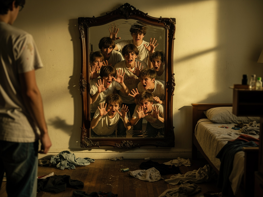 Imagine if: You've just discovered that your mirror reflections have developed their own lives, and they're not happy about b