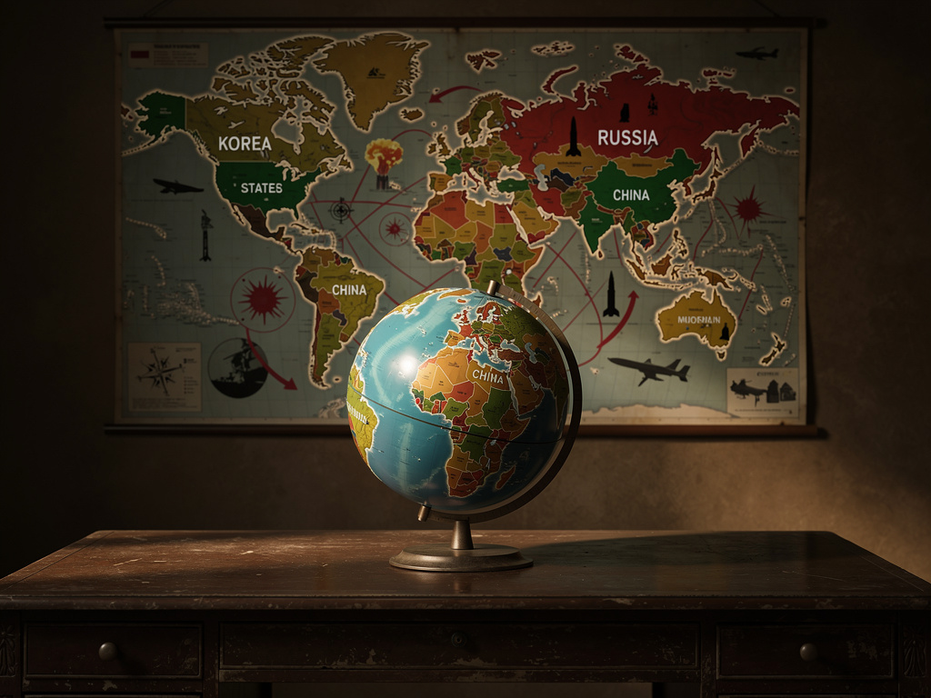 تخيل لو: دولة زي كوريا الشمالية عندها جيش قوي وأسلحة نووية، لكن:
العالم فيه قوى أكبر مثل الولايات المتحدة والصين وروسيا
➡️ فا