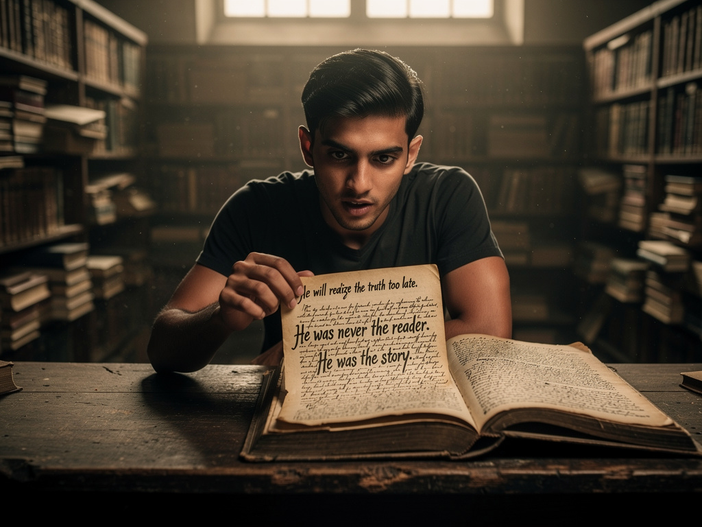 Desperate, Arjun tries to change the outcome, but every move appears in the book before he makes it. Then a new line forms: “