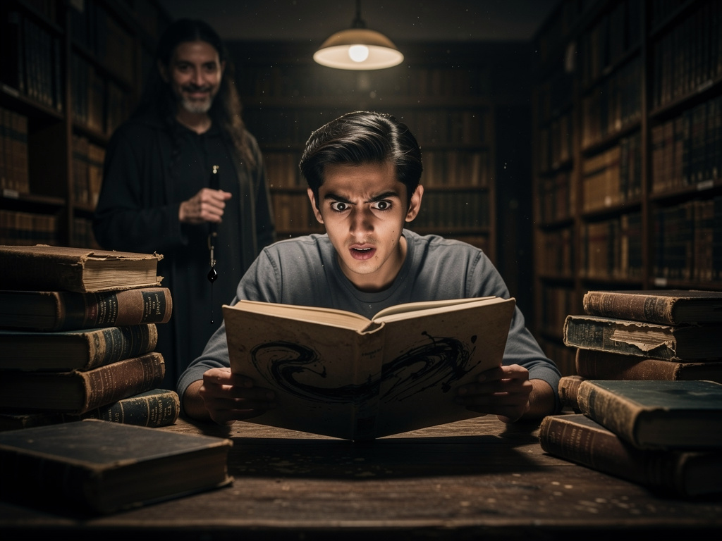 The figure steps closer, calm, deliberate. Ink drips from the pen without touching paper. A new line forms: “He will ask who 