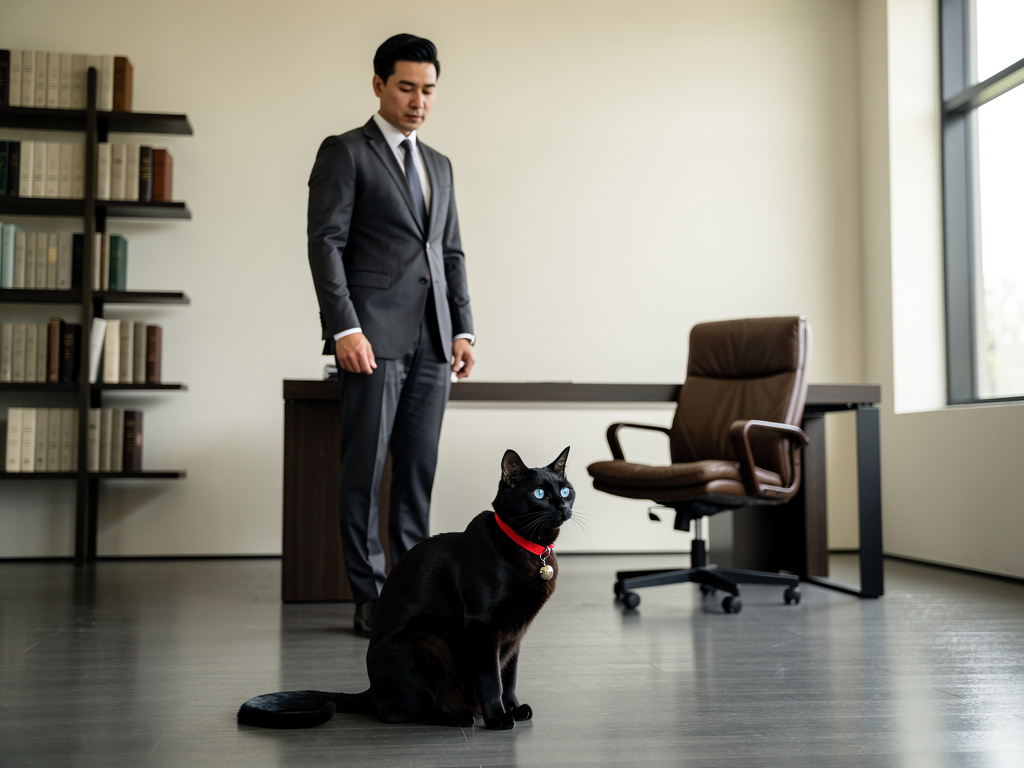 Hayal et: Ayato; siyah tüylü, mavi gözlü, zilli ve kırmızı bir tasması olan bir kedidir. Akira ise 30 yaşlarında, siyah saçlı