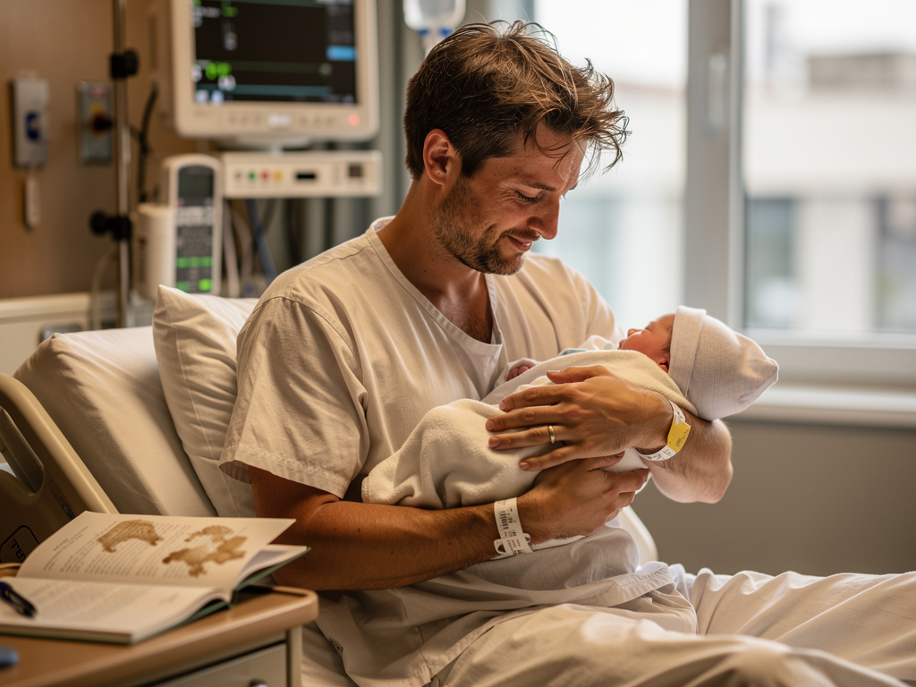 Imagine if: As you hold your newborn son in your arms for the first time, you're overcome with a mix of emotions, and the fir