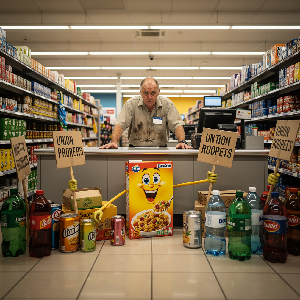 Hayal et: Mağazadayken raftaki ürünler canlanmaya başlıyor ve bir sendika kuruyorlar, ve daha iyi çalışma koşulları ve daha f