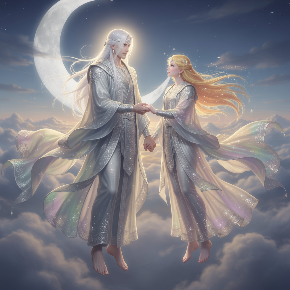 Hayal et: Bir ay tanrısı, erkek, saçları uzun ve beyaz, parıldıyordu. Beyaz tenliği karışık, derin bakan göz rengi ve büyüley