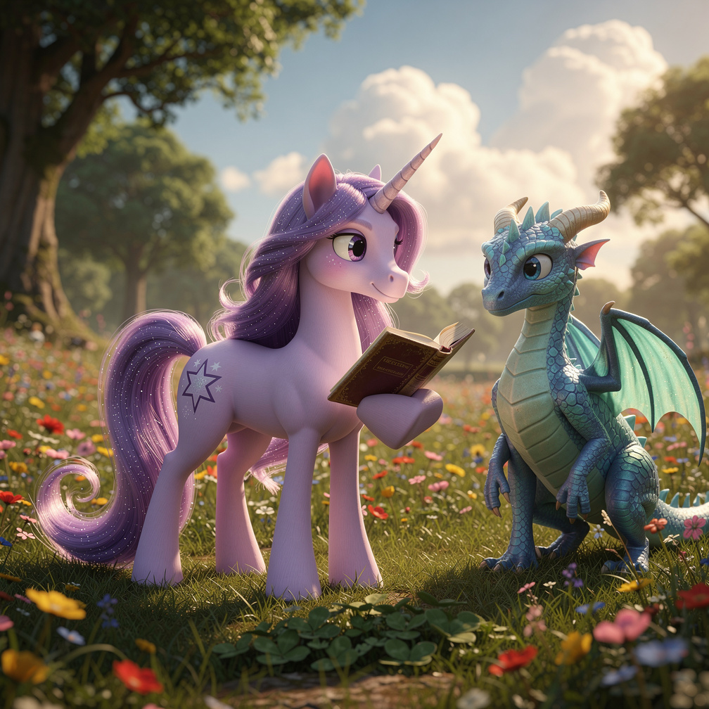 Imagina si: poni unicornio llamada Twilight Sparkle, discípula de la Princesa Celestia que es la gobernante de la tierra mági