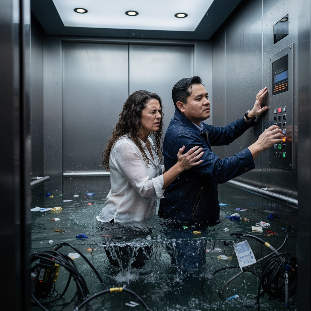 There's an upcoming tsunami, and the water fills inside it.