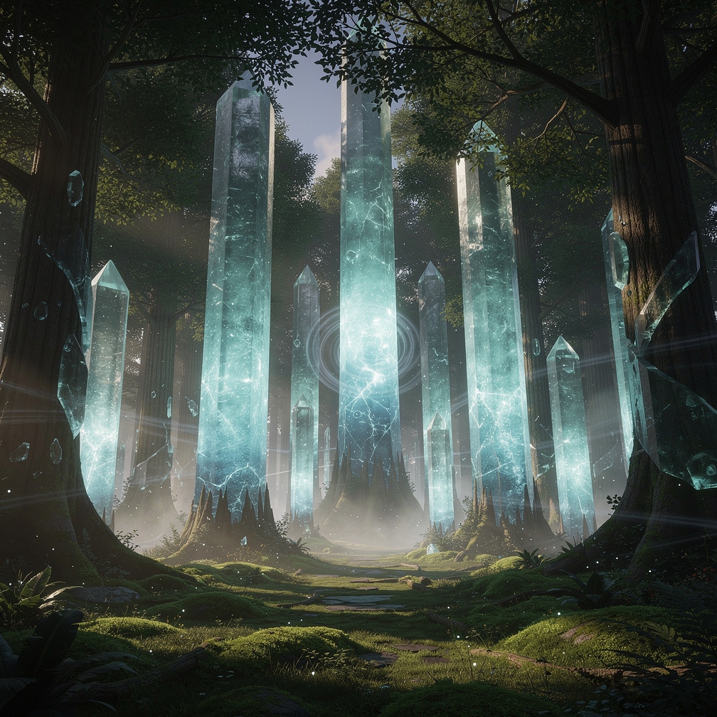 Bayangkan jika: Di jantung hutan mistis, Anda menemukan sebuah lapangan terbuka di mana pohon-pohon kuno telah berubah menjad