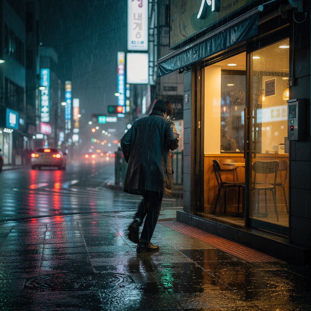 Imagine if: Title: The Stranger in the Rain
 
The rain was pouring harder than usual, turning the busy streets of Seoul into 